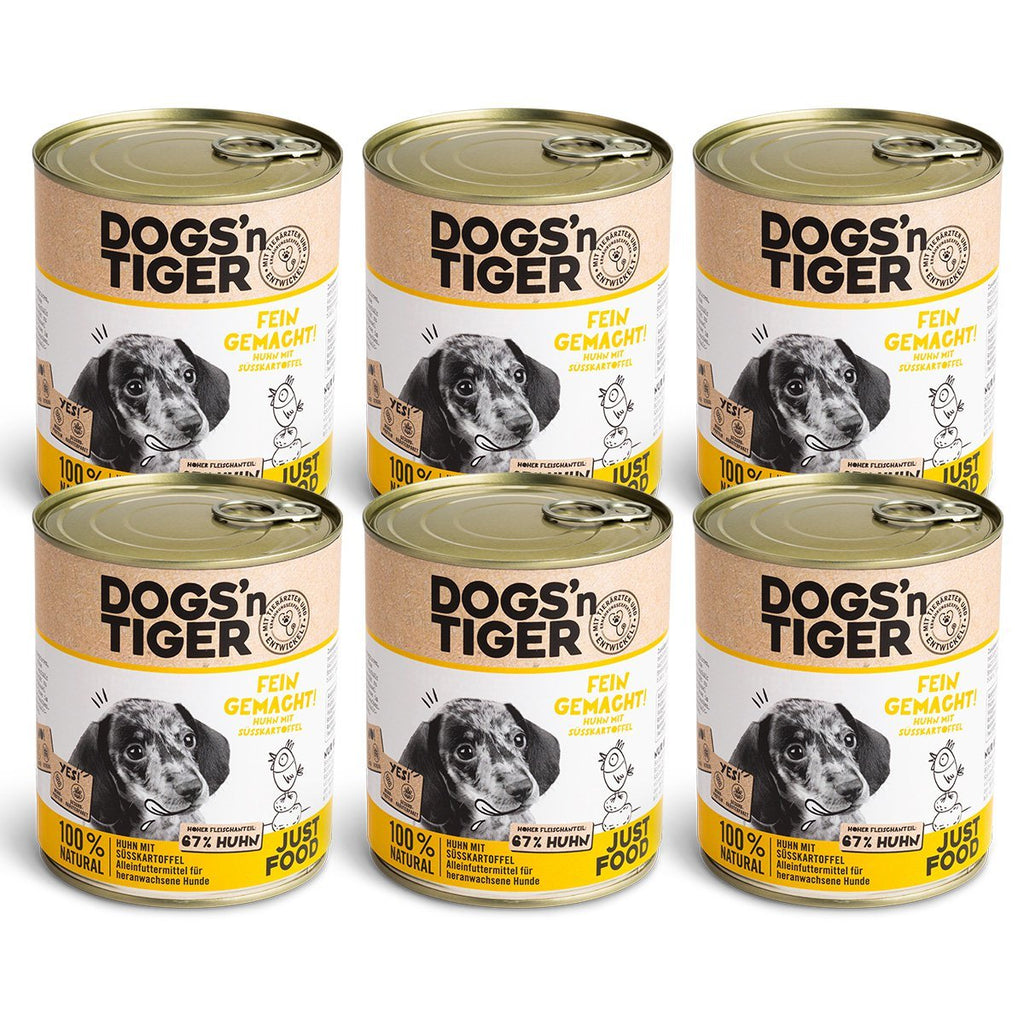 Dogs'n Tiger Junior, puppy premium dog food, wet food, grain - free, finely made, chicken & sweet potato - Tiny Paws Boutique