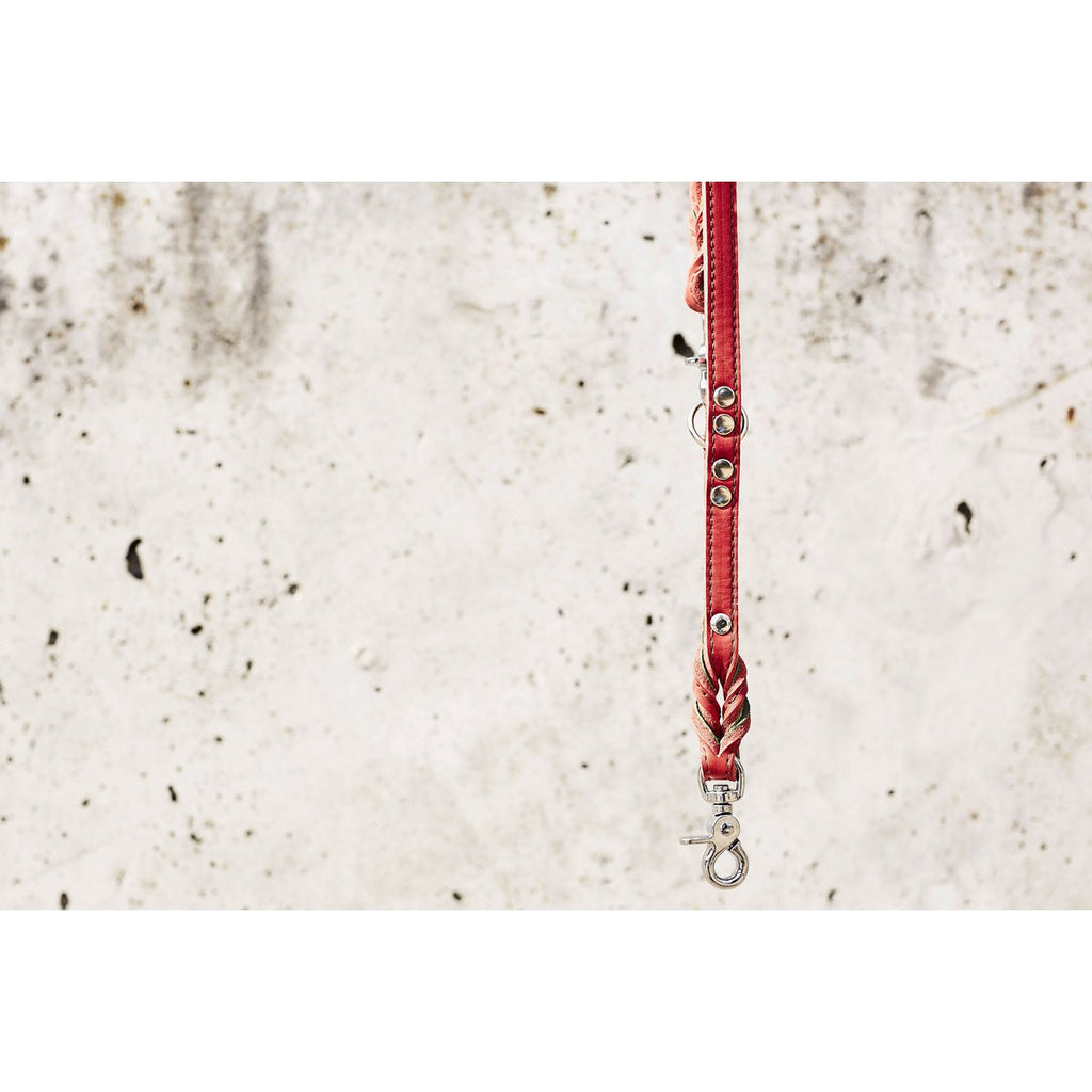 EDELWEISS - Raffinierte Hundeleine aus robustem Fettleder mit handgeflochtenen Details - Tiny Paws Boutique